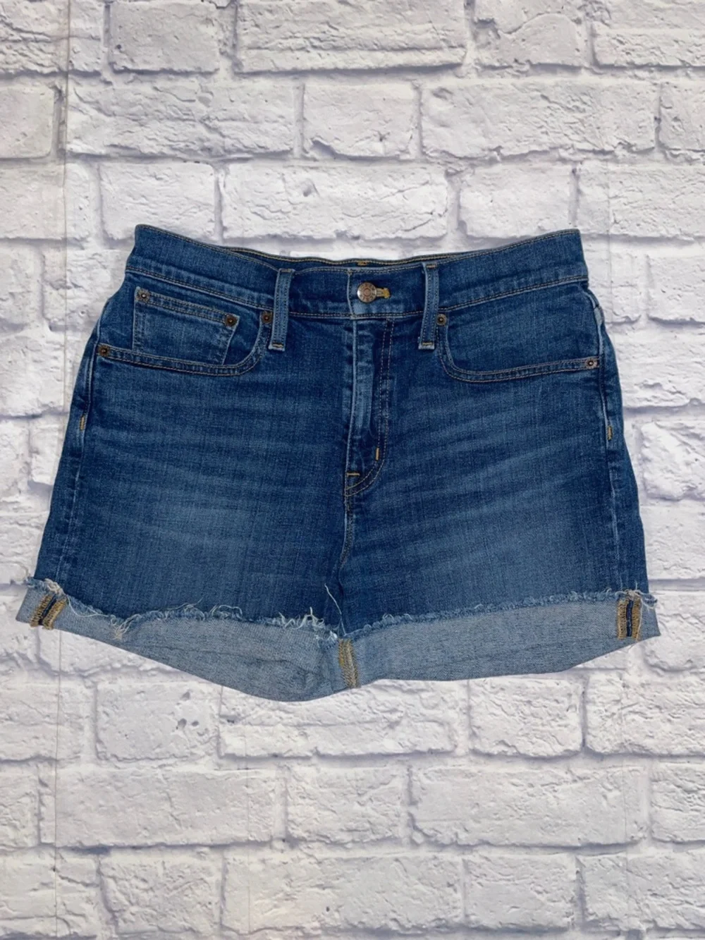 J Crew Classic denim short in dark Pacific blue wash. Size 28